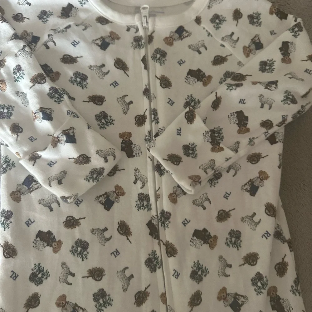 Ralph Lauren Kids' White Printed Footie